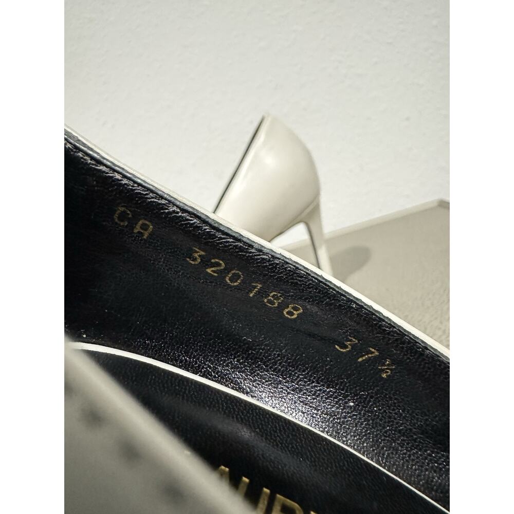 Saint Laurent White Black Cap Toe Iconic Pumps Heels Leather Women’s 37.5 / 7.5 - Picture 13 of 16